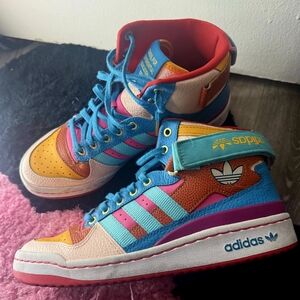 Adidas High-Top Sneakers in Teal, Pink, Orange & Yellow